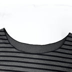 T-shirt Rayé Manches Longues Coupe Ajustée Style Urbain Coréen Haut Printemps Automne