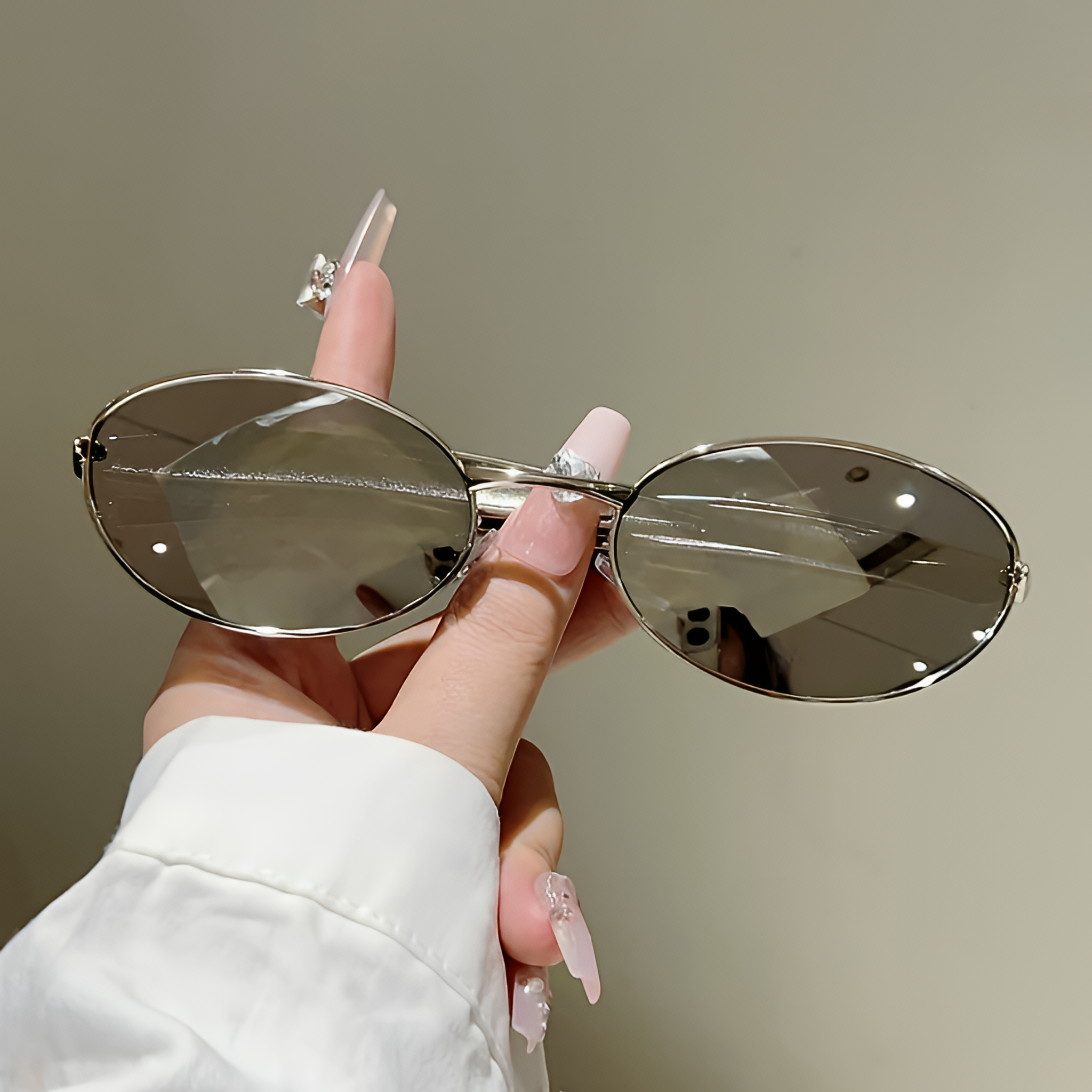 Lunettes de soleil ovales unisexes vintage Rétro Mode Décontracté Extérieur
