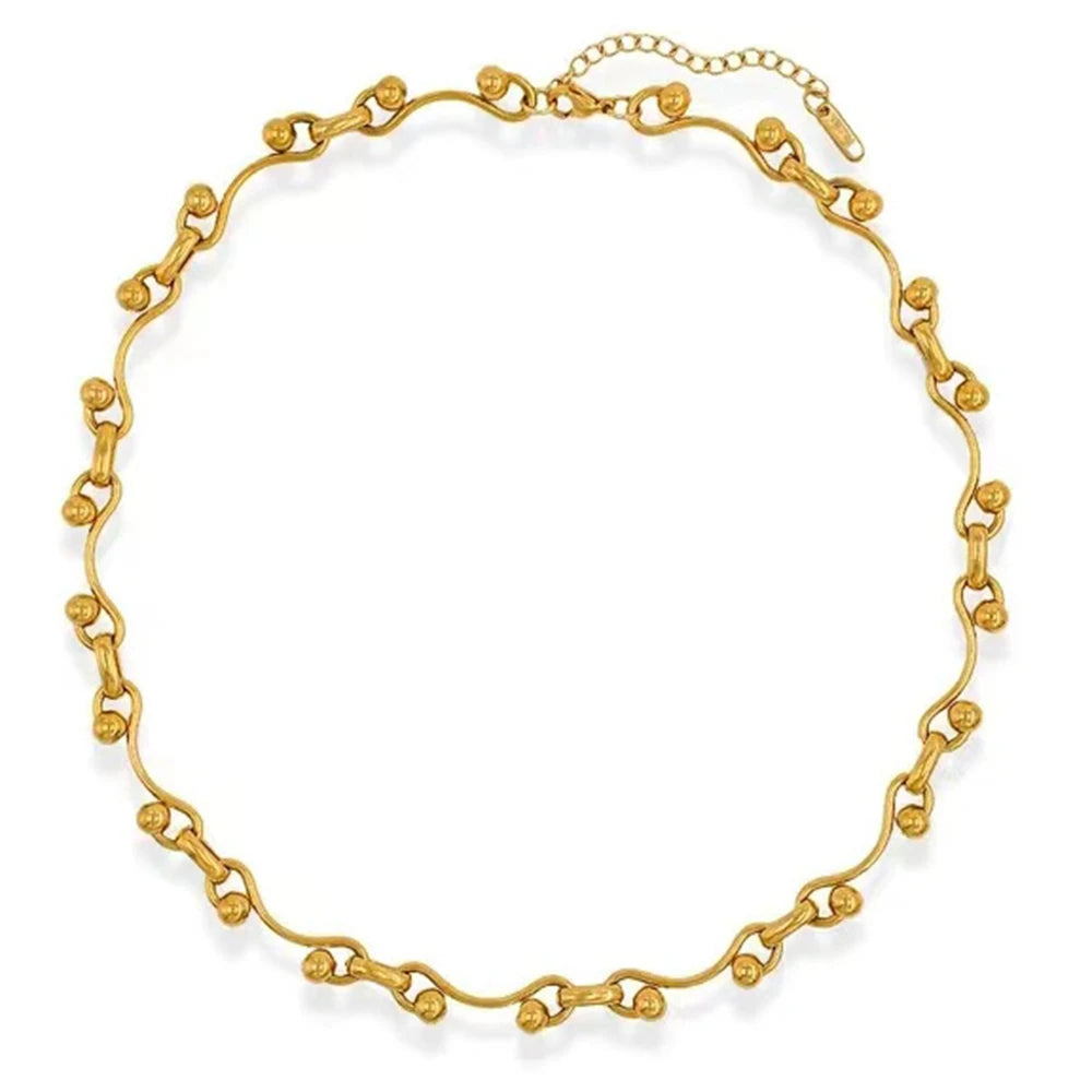 Unisex Stainless Steel Wave Ball Chain Necklace Punk Grunge Fashion Jewelry