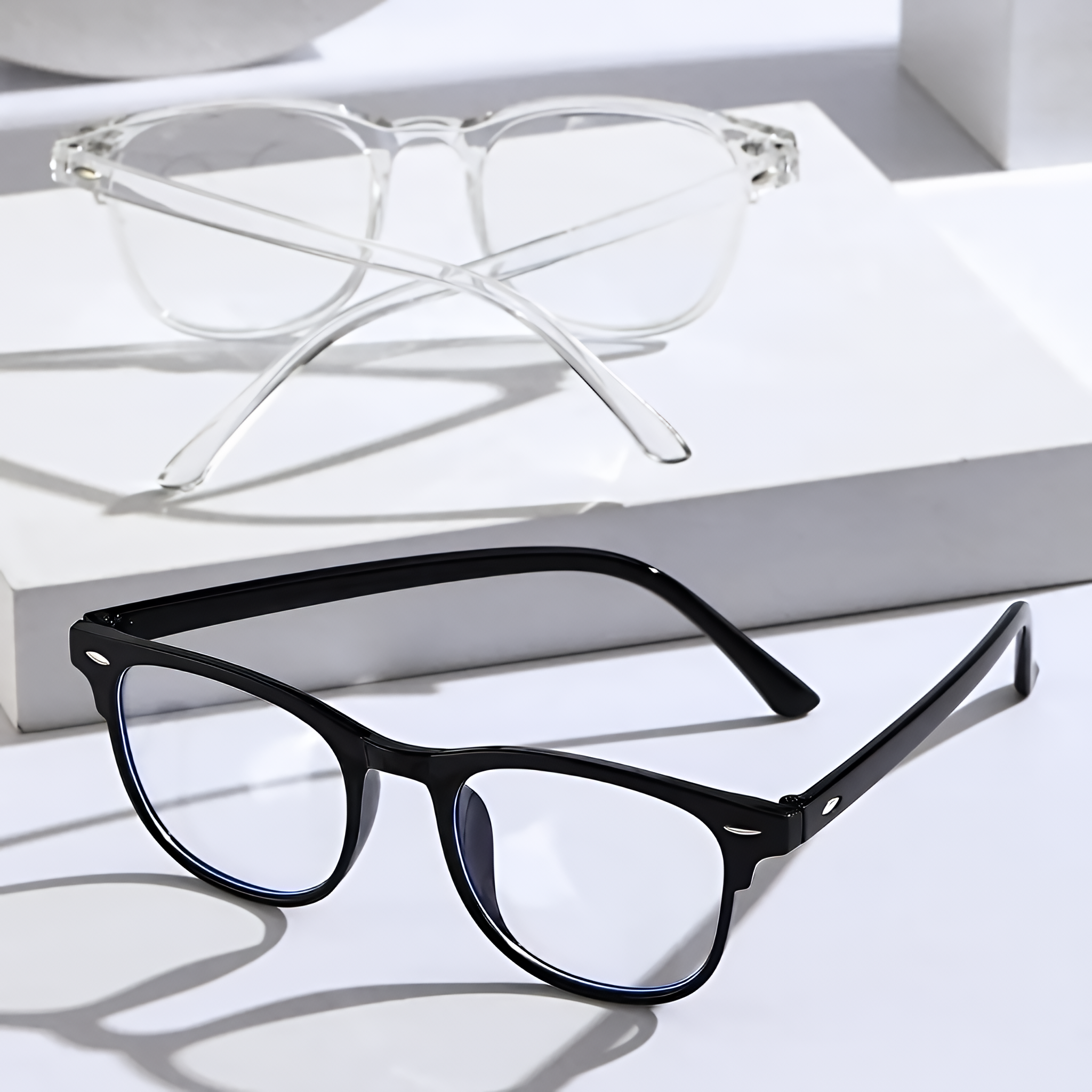 Lunettes unisexe carrées anti-lumière bleue à verres transparents