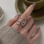 Versatile 925 Sterling Silver Flower Ring Hollow
