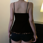 Débardeur court femme léopard Y2K avec lacets coupe trapèze sans manches streetwear d'été