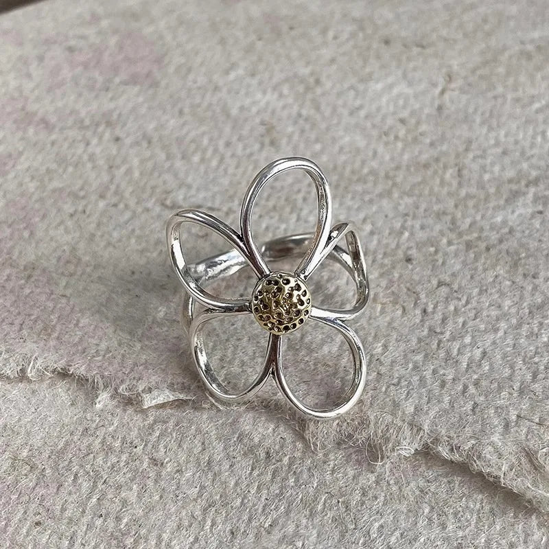 Versatile 925 Sterling Silver Flower Ring Hollow