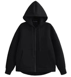 Manteau à capuche zippé oversize, double poche, coupe ample, streetwear automne-hiver