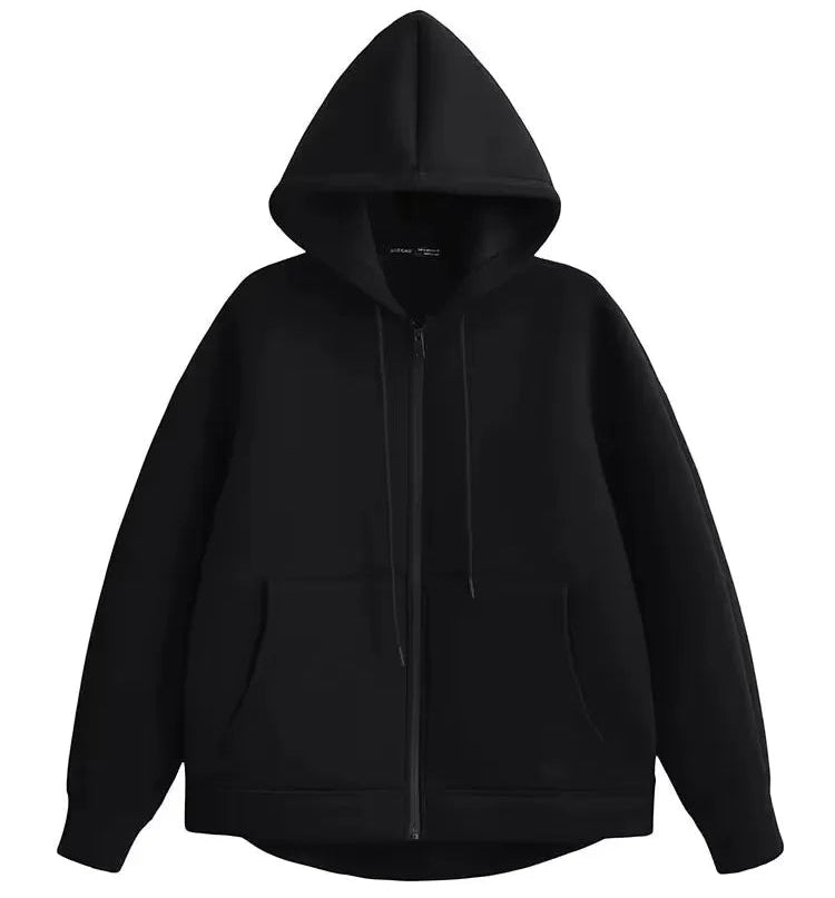 Oversized Zip Hoodie Coat Double Pocket Loose Fit Autumn Winter Streetwear Outerwear