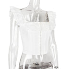 Haut court corset blanc pour femme à lacets, débardeur d'été