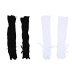 Lace Fingerless Fishnet Gloves Lolita Ruffle Bowknot Mesh Gloves Black White