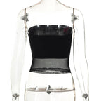 Haut Court Bustier en Maille Noir Streetwear Coupe Slim