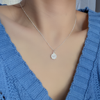 Collier en argent sterling 925 avec perle cœur et pendentif amour double face