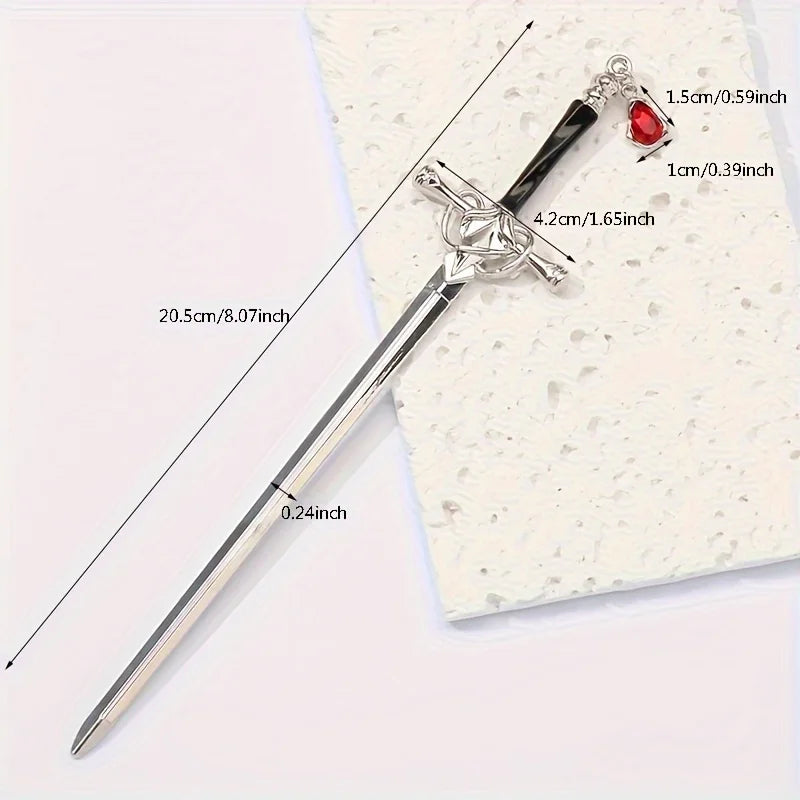 Creative Sword-Shaped Ruby Hairpin, Retro Chinese Style, Perfect For Women Who Enjoy Traditional Chinese Culture And Hanfu.
