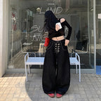 Y2k Clothes Jeans For Woman Baggy Loose Wide Leg Distressed Washed High Waist Trousers Streetwear Casual Long Pants