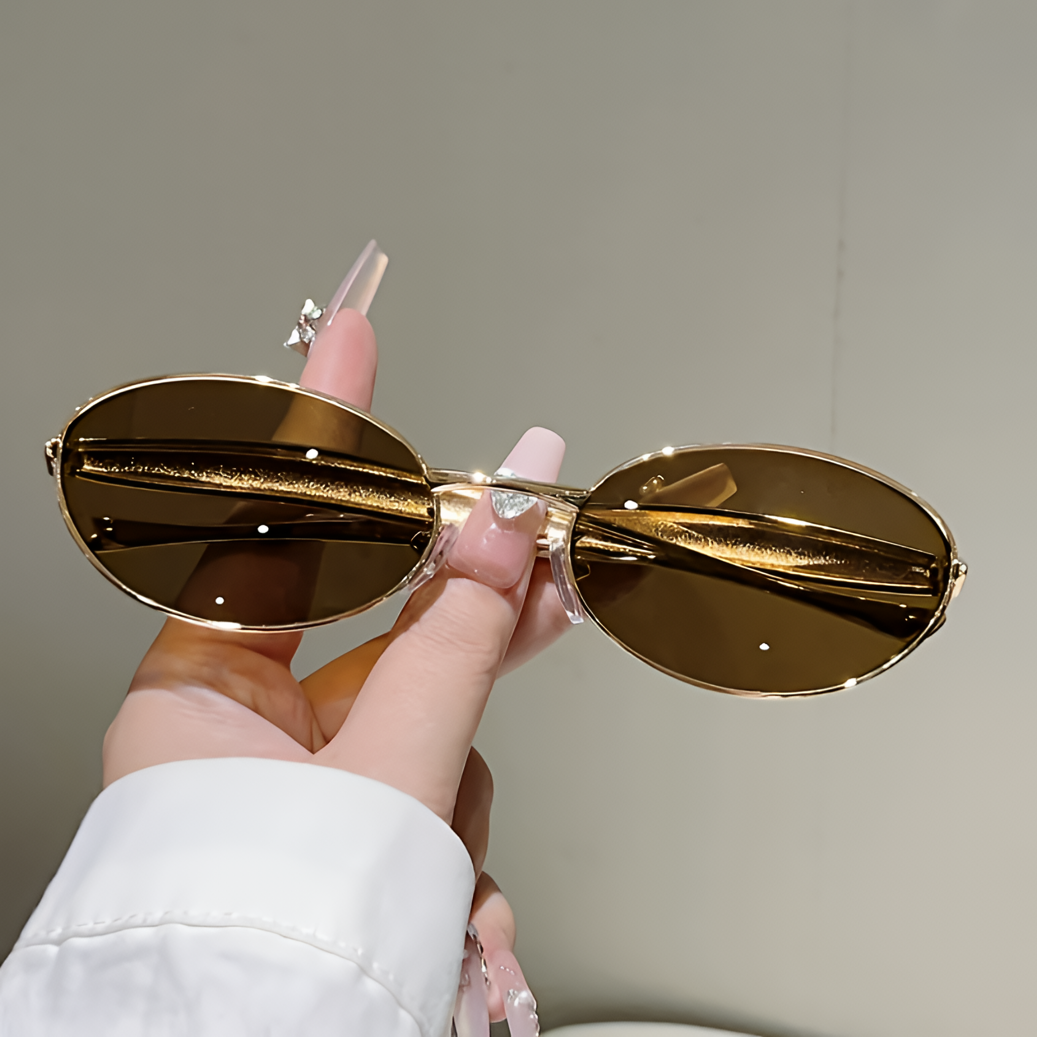 Lunettes de soleil ovales unisexes vintage Rétro Mode Décontracté Extérieur