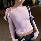 Lace Up Crop Top Long Sleeve High Waist Summer Pullover Tank Top
