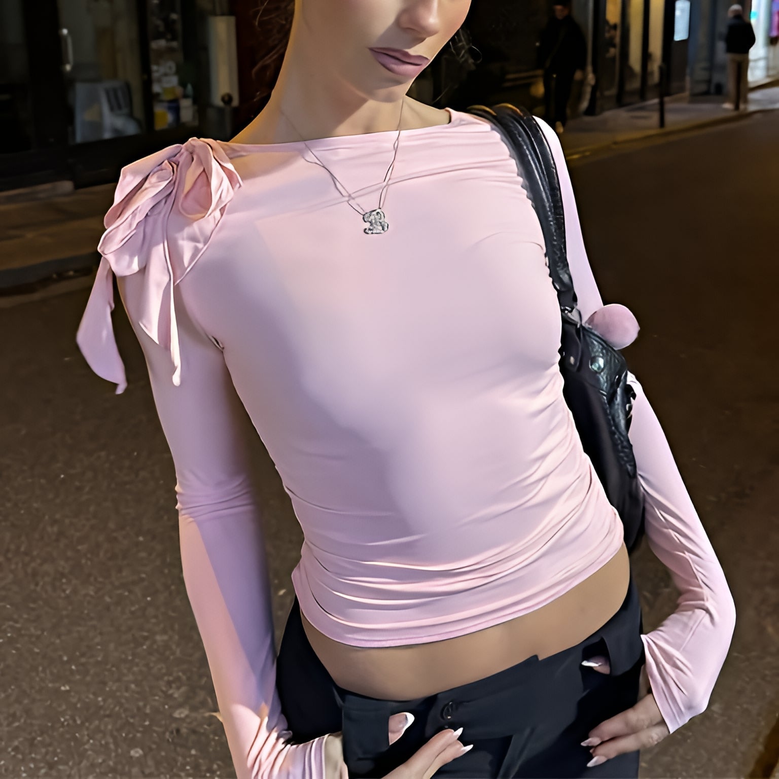Lace Up Crop Top Long Sleeve High Waist Summer Pullover Tank Top