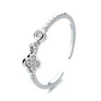 Bijoux Bague Ouverte Zircon Chaîne Florale Plaqué Argent Pendentif Rose