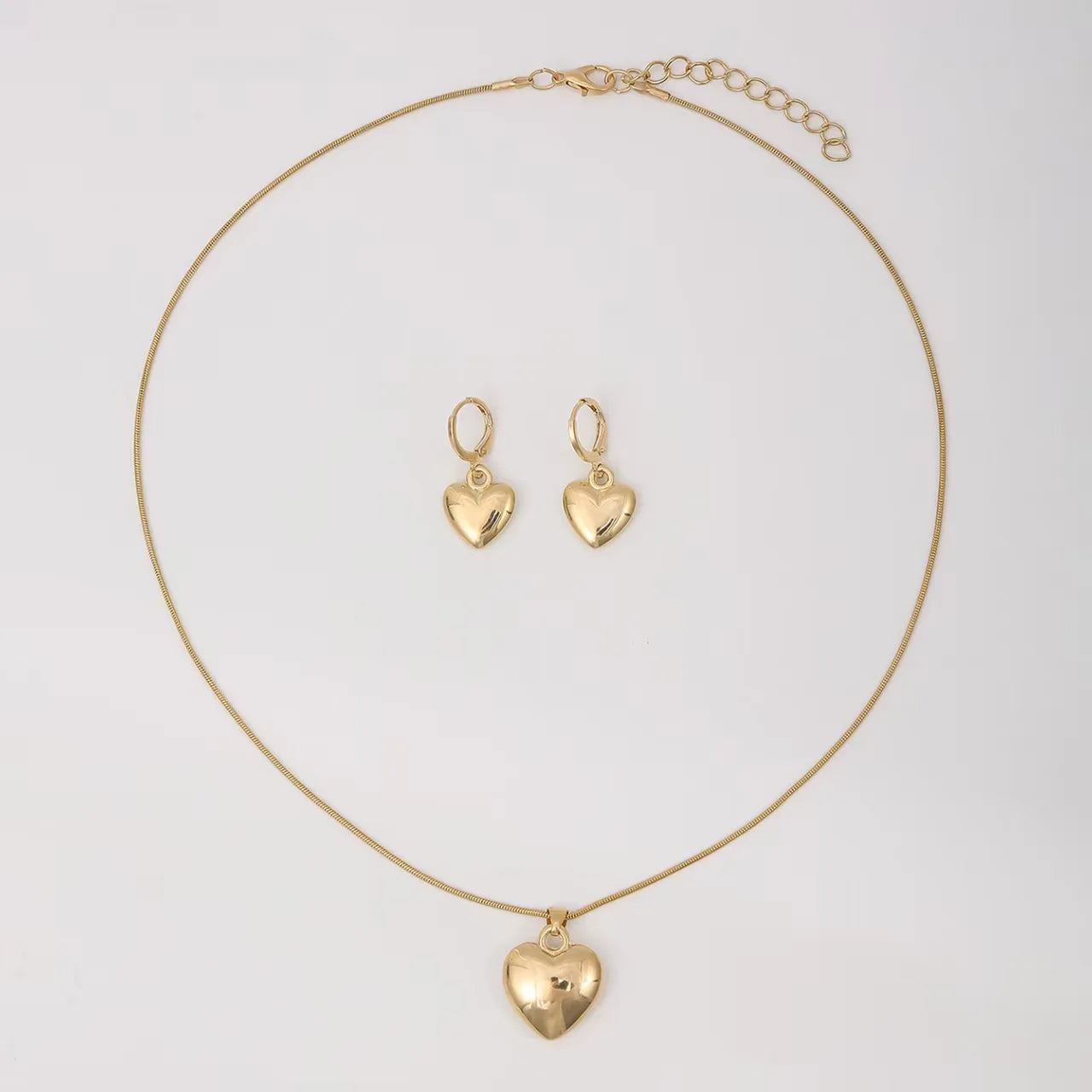 Heart Pendant Necklace and Earring Set Elegant Everyday Party Jewelry