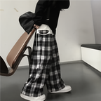 Pantalon unisexe à carreaux coupe ample streetwear décontracté