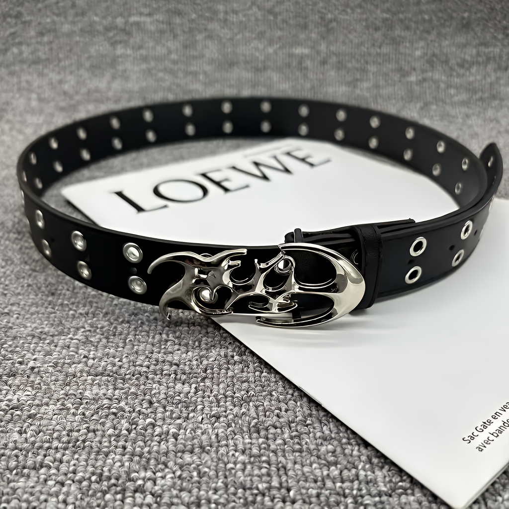 Ceinture unisexe en cuir PU de style punk Y2K noire grande taille