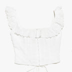 Haut court corset blanc pour femme à lacets, débardeur d'été
