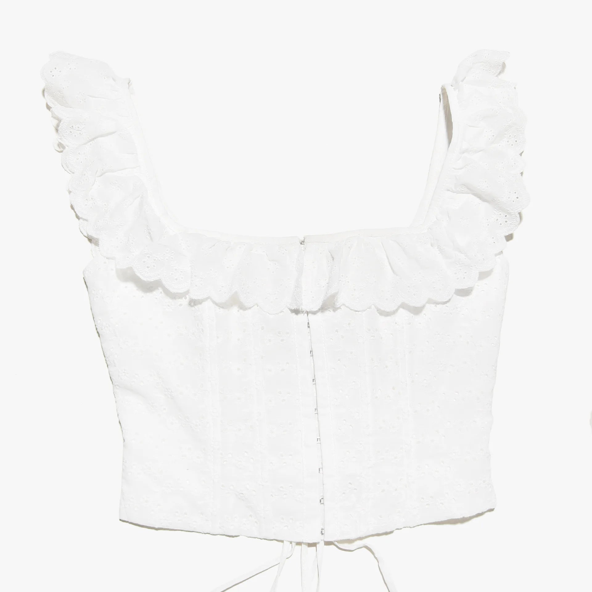Haut court corset blanc pour femme à lacets, débardeur d'été