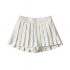 High Waist Pleated Mini Skirt Solid Color Korean Style Summer Skater Skirt