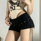 Shorts Women Skinny Creativity Lace-up Popular Streetwear Sexy American Retro Leisure