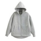 Manteau à capuche zippé oversize, double poche, coupe ample, streetwear automne-hiver