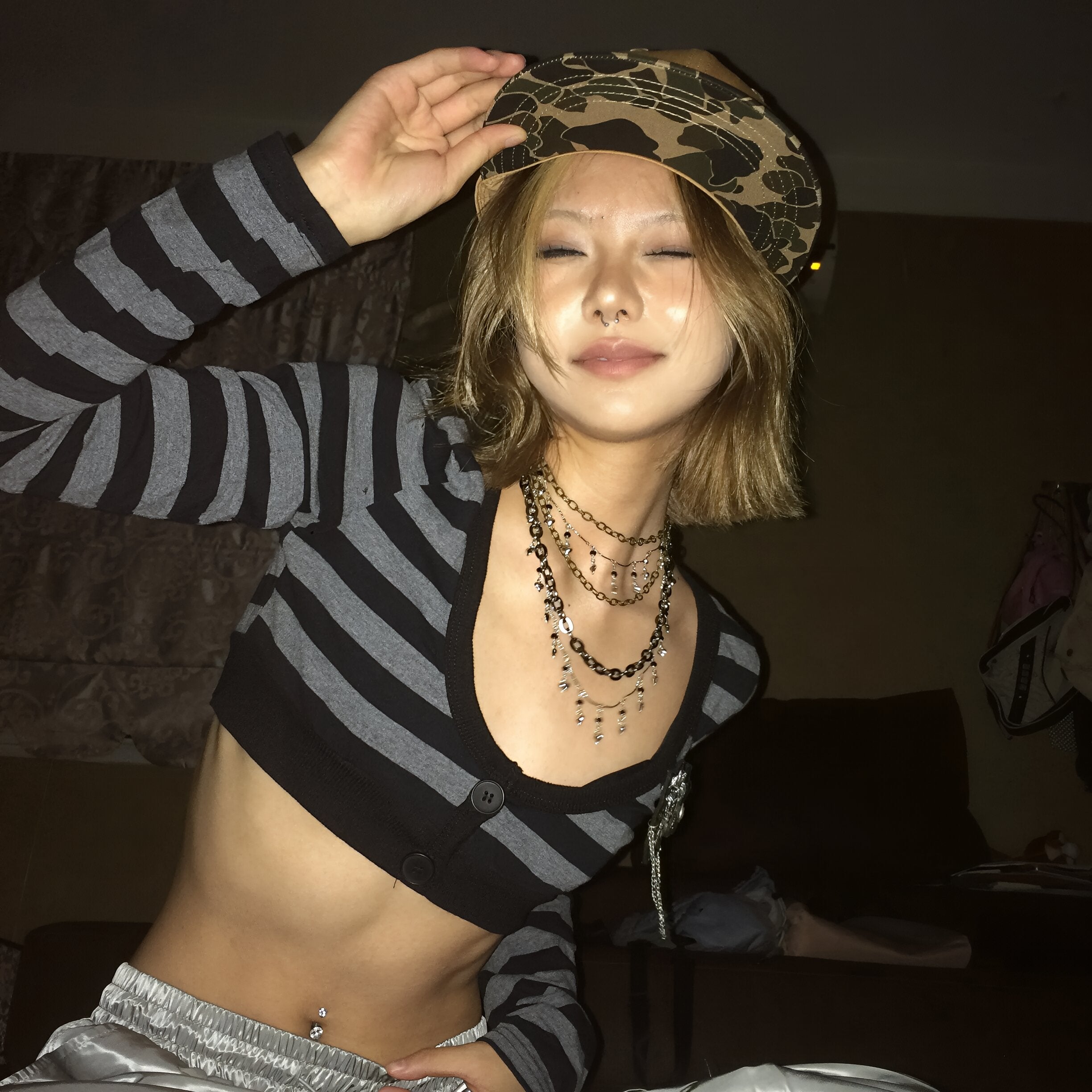 Retro Harajuku Striped T-Shirt Long Sleeve Crop-Top