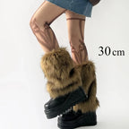 Cache-jambes en fausse fourrure Hot Girl Harajuku Hiver Chaud Couvre-bottes moelleux Chaussettes Femme JK Punk Hiphop