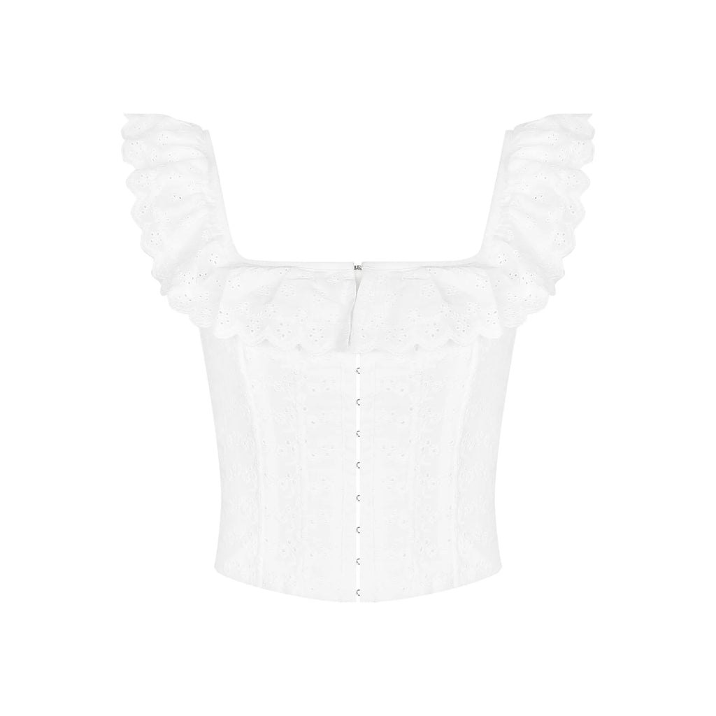 Haut court corset blanc pour femme à lacets, débardeur d'été