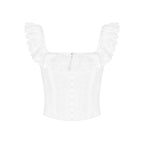 Haut court corset blanc pour femme à lacets, débardeur d'été