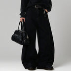 High Streets Spring Summer Men's Jeans American Baggy Wide Leg Curved Knife Denim Pants Loose Solid Color Male Trendy Trousers