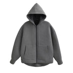 Manteau à capuche zippé oversize, double poche, coupe ample, streetwear automne-hiver