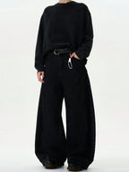 High Streets Spring Summer Men's Jeans American Baggy Wide Leg Curved Knife Denim Pants Loose Solid Color Male Trendy Trousers