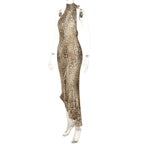Robe longue Dos nu léopard sexy