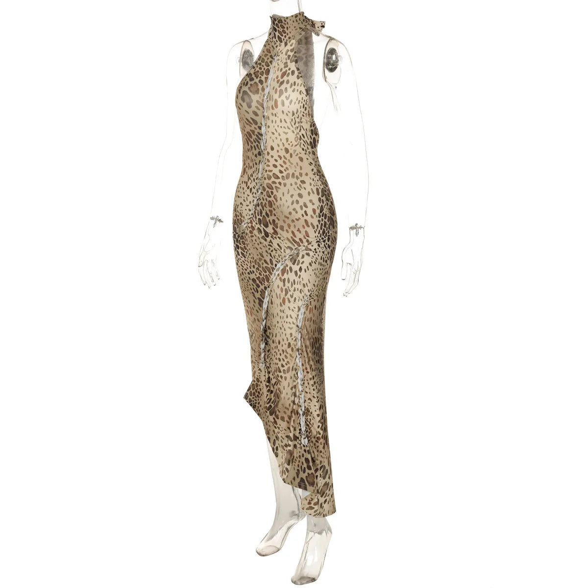 Robe longue Dos nu léopard sexy