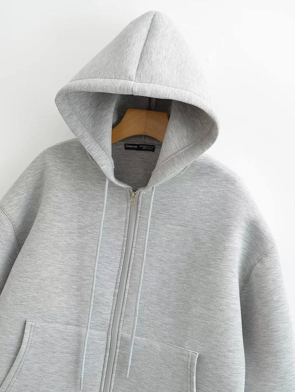 Manteau à capuche zippé oversize, double poche, coupe ample, streetwear automne-hiver