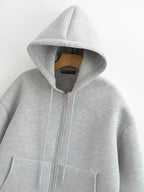 Manteau à capuche zippé oversize, double poche, coupe ample, streetwear automne-hiver