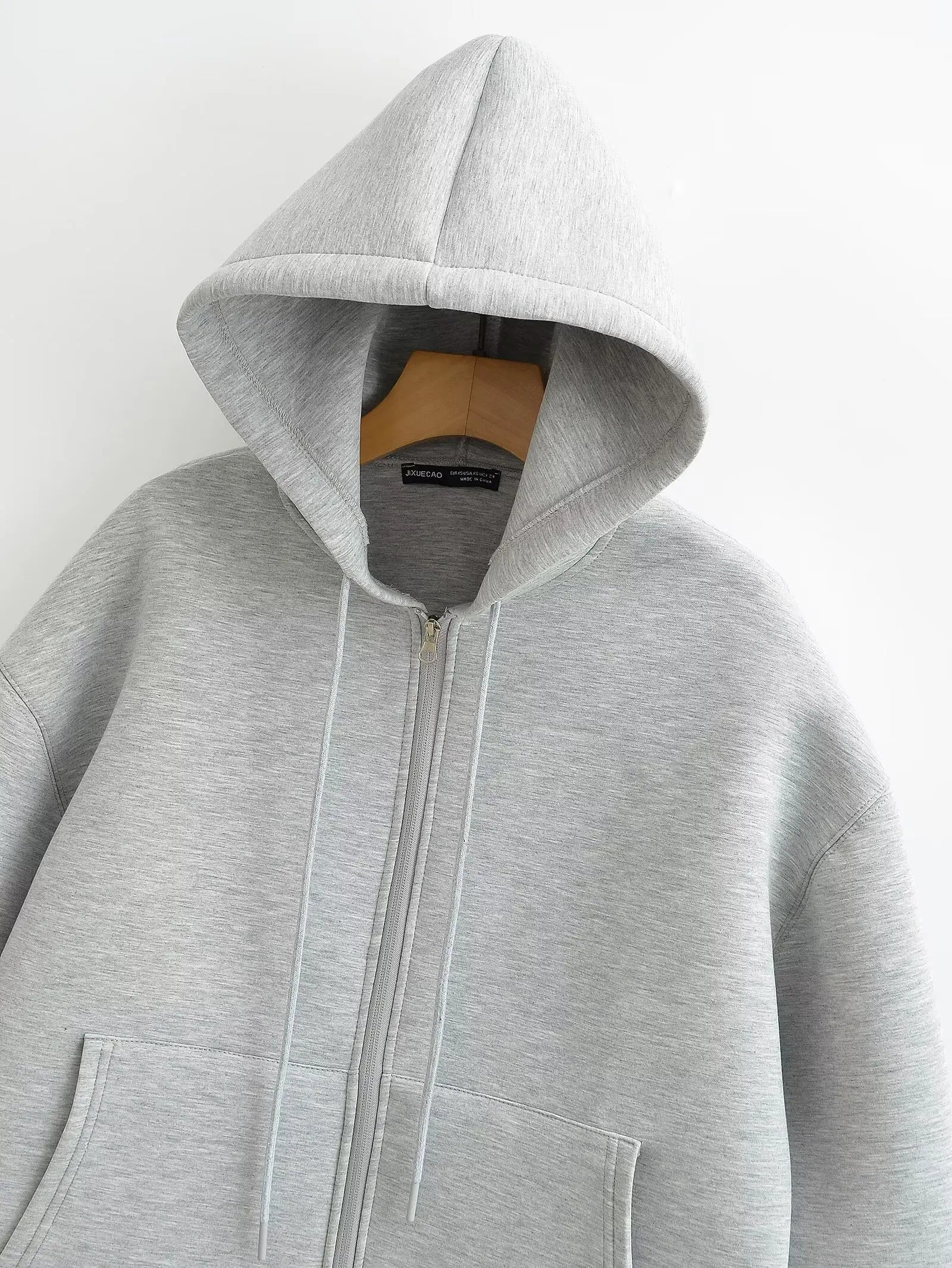 Manteau à capuche zippé oversize, double poche, coupe ample, streetwear automne-hiver