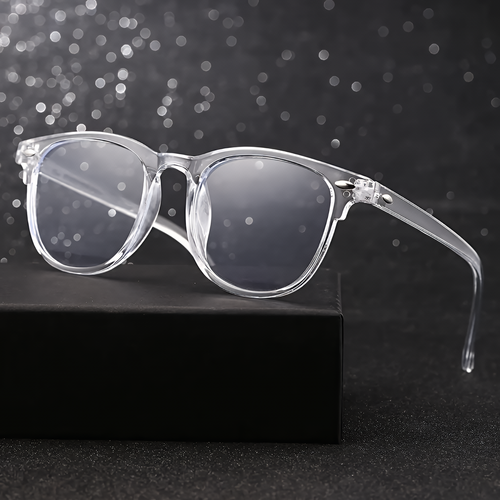 Lunettes unisexe carrées anti-lumière bleue à verres transparents