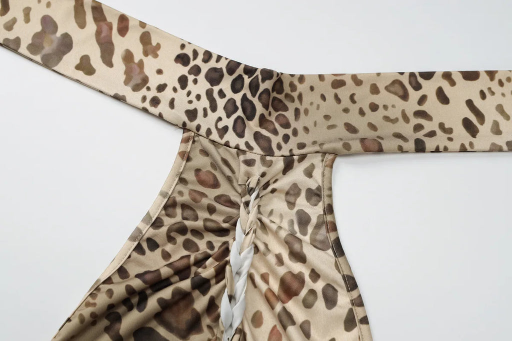 Robe longue Dos nu léopard sexy