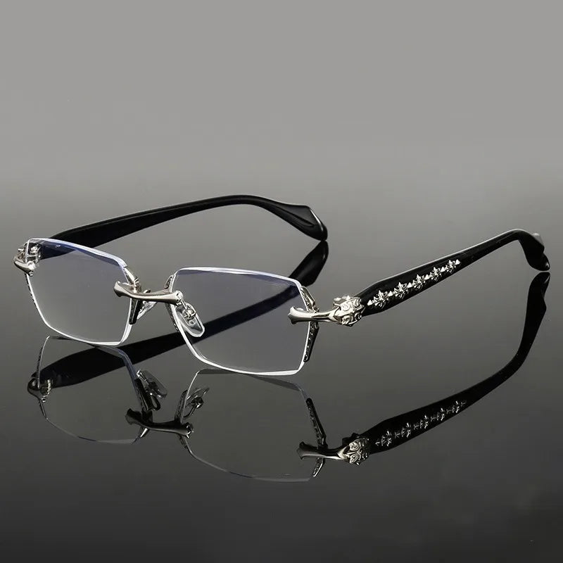 Lunettes bloquant la lumière bleue, unisexes, rectangulaires, sans monture, avec verres plats