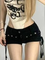 Shorts Women Skinny Creativity Lace-up Popular Streetwear Sexy American Retro Leisure