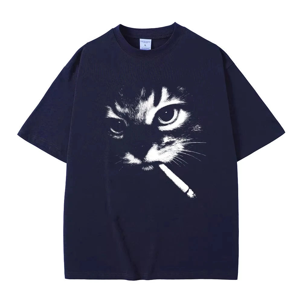 Unisex Funny Cat Graphic T Shirt Cotton Vintage Oversized Casual Tee Cat Lovers Gift