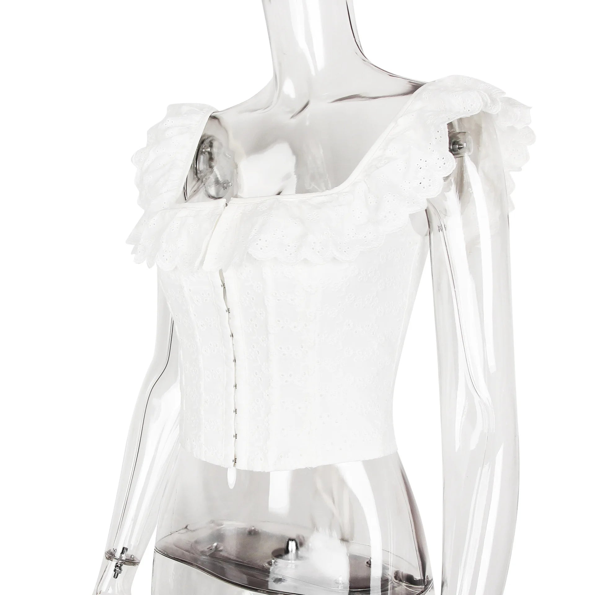 Haut court corset blanc pour femme à lacets, débardeur d'été