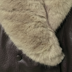 Oversized Faux Leather Jacket Removable Fur Collar Double Breasted Winter Coat