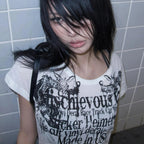 T-shirt imprimé lettres Y2K japonais Style Harajuku Grunge Goth vintage