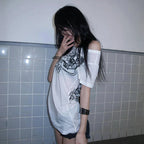 T-shirt imprimé lettres Y2K japonais Style Harajuku Grunge Goth vintage