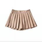 High Waist Pleated Mini Skirt Solid Color Korean Style Summer Skater Skirt