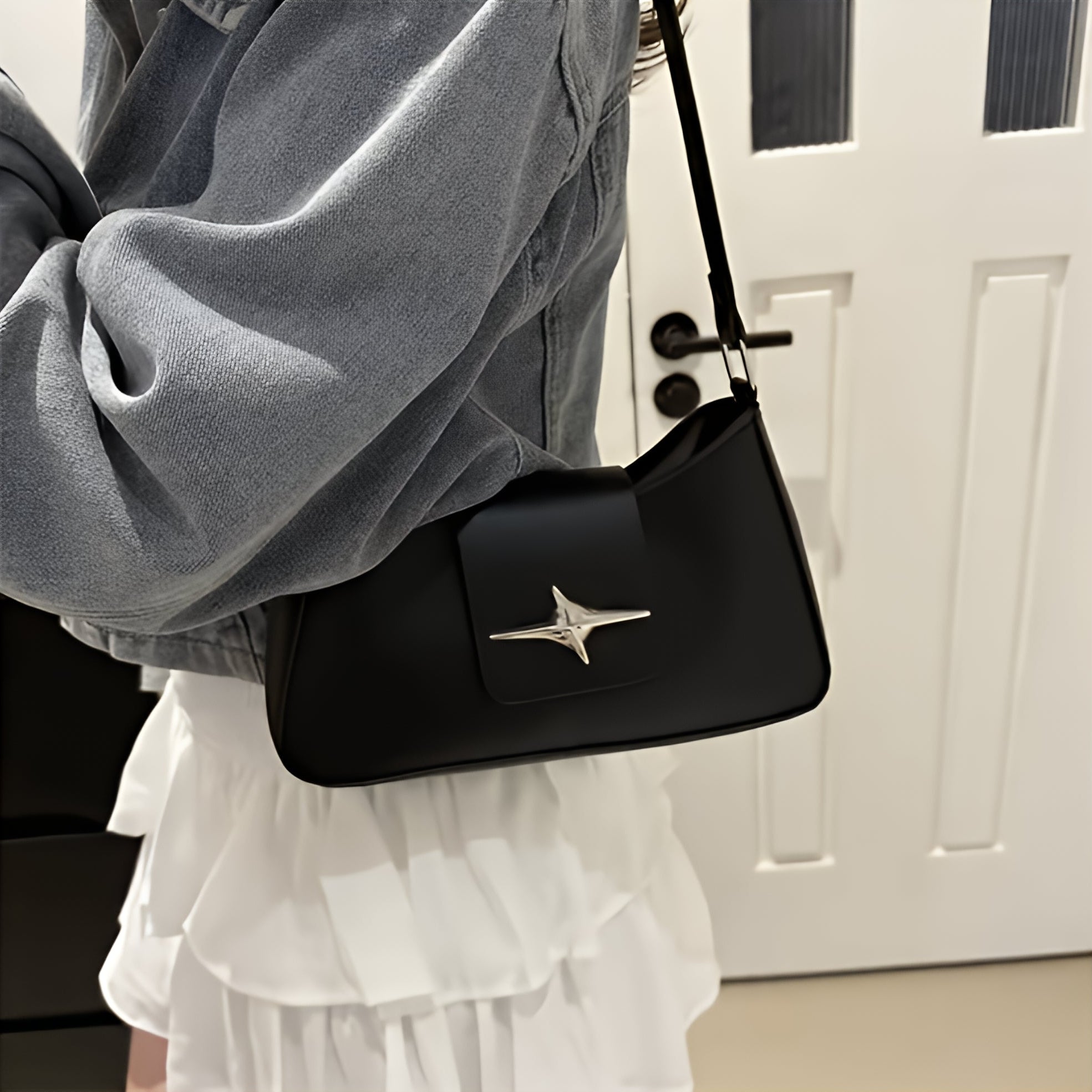 Vintage PU Leather Shoulder Bag Everyday Underarm Handbag